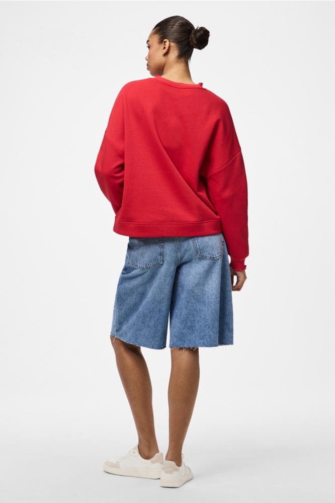 PCMALIAH LS PRINT SWEAT BC 17147858 TRUE RED/MANGO
